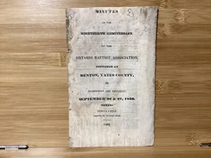 1832 Minutes Of The Nineteenth Anniversary Of The Ontario Baptist Association - Picture 1 of 6
