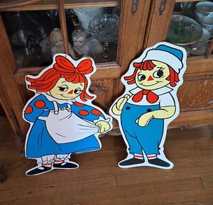 Vintage Placche da parete in legno Raggedy Ann & Andy 1978 arte da parete bobine Merrill  - Foto 1 di 21