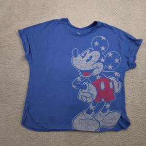 Disney Mickey Mouse Women’s Sleep Shirt Nightshirt XXL Blue Stars Red Patriotic - Picture 1 of 9