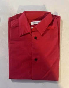 Calvin Klein Boys Slim Fit Solid Stretch Poplin Shirt Red Size 10 NWOT - Picture 1 of 2