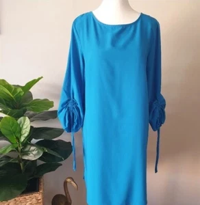 Dorothy Perkins Blue Dress with Sleeve Detail Sz 14 - Picture 1 of 8
