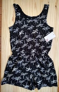 [new-with-tags] orig.$28 Size M (8) Kohl's SO brand romper jumpsuit, palm trees - Picture 1 of 4
