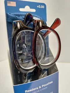 BKLYN +3,00 Lesebrille mit Beutel Lupe 2er Pack Modell HARMAN COLPK30 - Bild 1 von 2