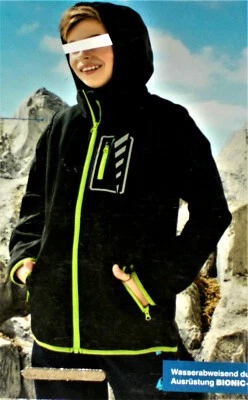 Jungen SOFTSHELL JACKE winddichte Übergangsjacke Gr.110/116 schwarz NEU - Bild 1 von 2