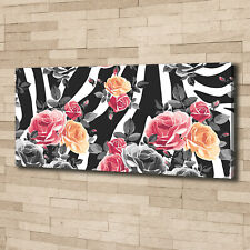 Leinwandbild Kunst-Druck 125x50 Bilder Blumen & Pflanzen Rosen Zebra