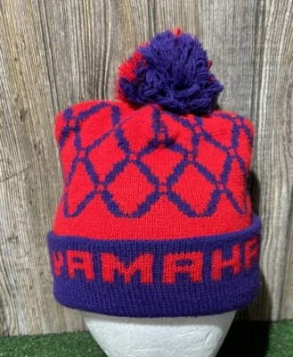 Yamaha Vintage Snowmobile Cycle Winter Pom Pom Knit Hat Cap Beanie - Image 1 of 2