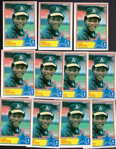 1983 OPC #391 LOT of (11) RICKEY HENDERSON ALL STAR NM+ Oakland A'S O-Pee-Chee