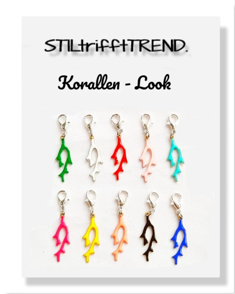 CHARM ANHÄNGER KORALLE MEERESTIERE farbig mit 925 SILBER KARABINER - Bild 1 von 1