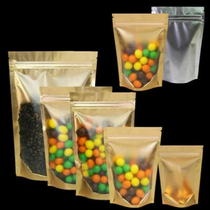 50/100Pcs Gold Aluminum Mylar Stand Up Pouch - Metallic Foil Zip Lock Bag - Bild 1 von 12