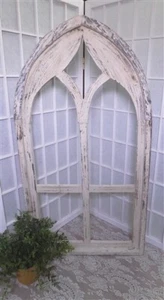 White Diamond Arched Church Window, Wood Cathedral Frame, Farmhouse Decor, - Picture 1 of 6