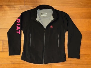Ariat Jacket Womens Small Black Team Softshell Full Zip Fleece Embroidered Logo - Picture 1 of 15