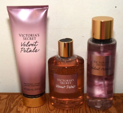 Lote de 3 nuevos pétalos de terciopelo Victoria's Secret fragancia niebla corporal loción lavado corporal Foto 1 de 4