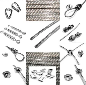 Edelstahl Drahtseil PVC VA Seilklemme Kausche Drahtseilklemme Spannschloss  - Bild 1 von 13