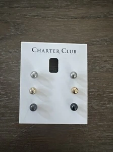 NWT Charter Club Women’s Pearl Earrings, 3 Pair - Picture 1 of 2