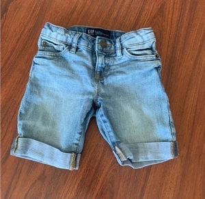 Gap Kids Girl Med Wash Adjustable Waist Reg Bermuda Stretch Jean Shorts 5 - Picture 1 of 5