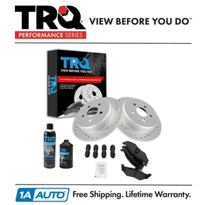 TRQ Rear Semi Metallic Brake Pad & Performance Coated Rotor Kit w/Chemicals - Picture 1 of 11