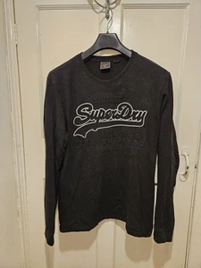 SUPERDRY Mens Slim Fit Black Vintage Logo Embossed Long Sleeve T-shirt Size 2XL - Picture 1 of 16