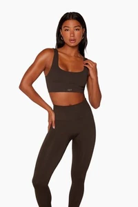SET ACTIVE Box Cut Bra + Legging Set Havana Brown Small NEW MSRP $130 SOLD OUT - Picture 1 of 4