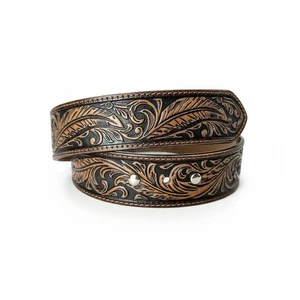 Tony Lama Leather Tan Brown Cowboy Western Belt USA Sz 36 NO BUCKLE - Picture 1 of 4