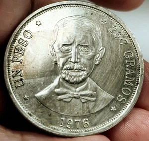 1876-1976 Dominican Republic Un peso Centenario muerte Juan Pablo Duarte 26.7 Gr - Picture 1 of 5