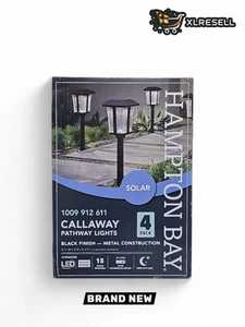 Hampton Bay Callaway Black Solar LED Outdoor Path Light 4-Pack - Picture 1 of 12