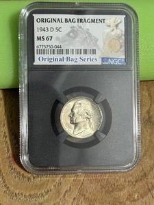 1943 D MS67  NGC Jefferson Nickel Original Bag Fragment Series - Picture 1 of 2