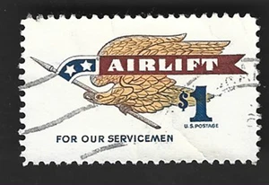 Scott# 1341 $1 AIRLIFT For Our Service Men with Machine Cancel - (A-2) - Picture 1 of 2
