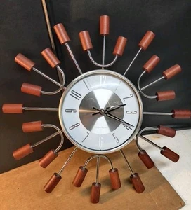 George Nelson Wood Spool Sunburst/ Starburst Wall Clock Reproduction - Picture 1 of 8