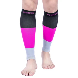 Doc Miller Calf Compression Sleeve 1Pair 20-30mmHg Varicose Veins BLACK/PINK/GRY - Picture 1 of 9