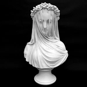 VEILED LADY MARBLE BUST / SCULPTURE / CHATSWORTH - MADE IN ENGLAND 14" 7.6kg - Picture 1 of 13