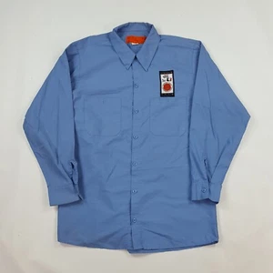 Vintage Lincoln LTI Work Shirt Men's Large Blue Button Up Mechanic 90s Workwear - Picture 1 of 8