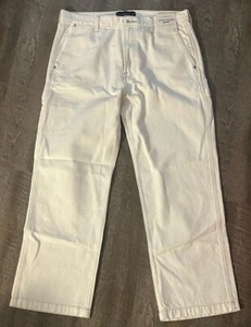 Abercrombie Men’s Baggy Workwear Jeans - White- Authentic Rigid Denim 34x30 NEW - Picture 1 of 2