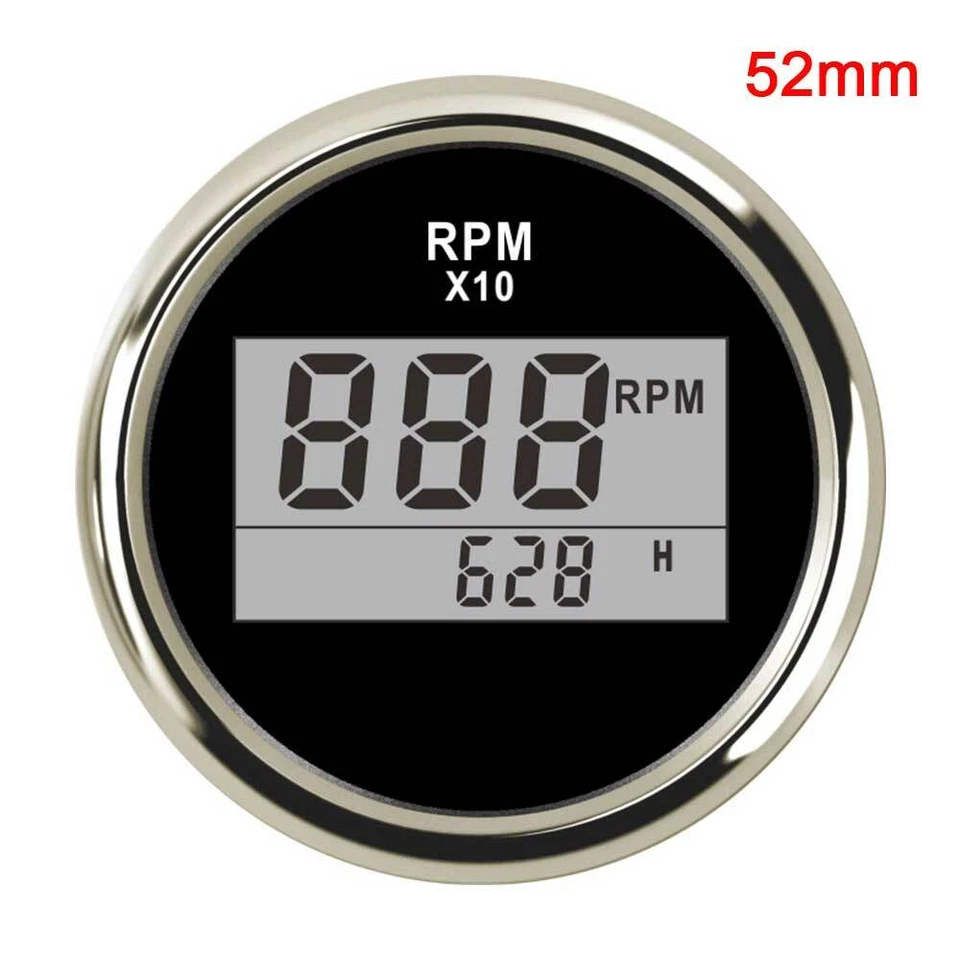 Marine 52mm Digital Tachometer Car Truck Boat Tach Gauge Waterproof 0-9990 RPM   - Image 1 of 4
