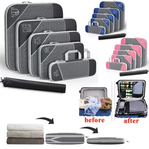 Compression Packing Cubes Expandable Luggage Storage Bags Set Travel Packing Bag - Picture 1 of 24