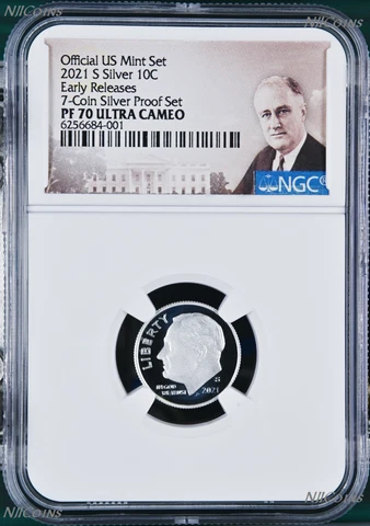 2021 S US Mint .999 Silver Proof 10C Roosevelt Dime NGC PF70 UC ER Cover