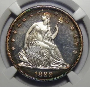 1888 PROOF SEATED HALF GRADED NGC PF66 CAM EX. "Col." E. H. R. GREEN COLLECTION - Picture 1 of 4