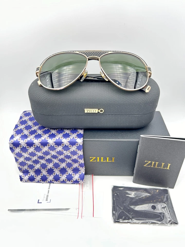 Gafas de sol Zilli Zeiss polarizadas titanio ZI 65047 C02 dorado negro verde aviador Foto 1 de 4