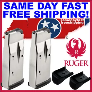 Two Ruger MAX-9 9MM 10 Rd Magazine OEM w/Ext 90714 SAME DAY FAST FREE SHIPPING - Picture 1 of 2
