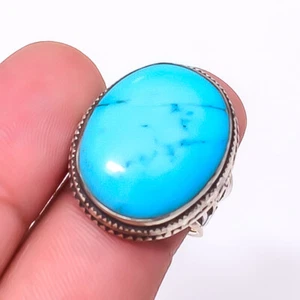 Magnesite Turquoise Gemstone 925 Sterling Silver Bali Ring S.7 R_9512_421_38 - Picture 1 of 3