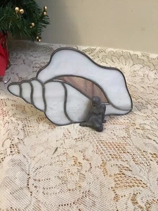 Stained Glass Shell & Cast Mermaid Candle Holder - Tea Light- Home Decor - Picture 1 of 7