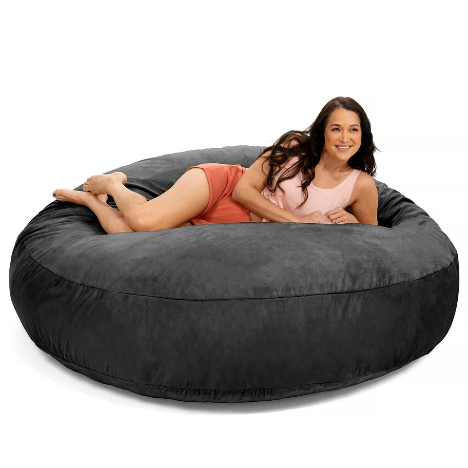Sofá Jaxx 6' Cocoon Bean Bag con funda de microgamuza negra extraíble Foto 1 de 4
