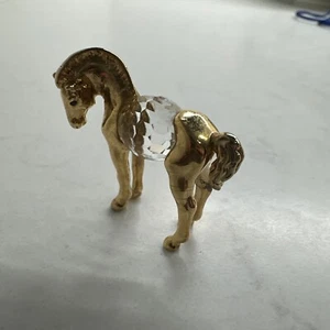 Figura Caballo Cristal Latón Lencia Austria Colección Estrella Miniatura Oro Regalo - Imagen 1 de 15