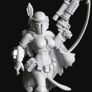 Sexy Galactic Bounty Hunter w Helmet - 28mm Scale Resin Miniature by Manufaktura - Picture 1 of 5