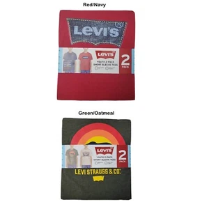 Levi's Boys 2 Pack Comfortable Ribbed Crewneck Breathable Short-Sleeve Tees - Picture 1 of 6