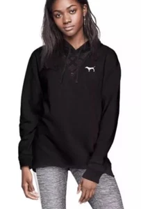 NWT S Victoria's Secret Pink Campus High Low Mesh Pullover Hoodie Tunic Small - Picture 1 of 2