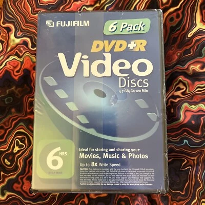 Fujifilm 6 Pack DVD+R Video Discs. 4.7GB /Go 120 min. For Movies, Music, Photos - Image 1 of 4
