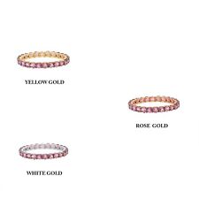 Natural Pink Sapphire Gemstone Eternity Ring 925 Sterling Silver Jewelry Gift