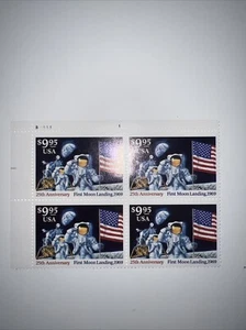 #2842 "MOON LANDING 25TH ANNIVERSARY" $9.95 EXPRESS MAIL PLATE BLOCK MINT NH - Picture 1 of 2