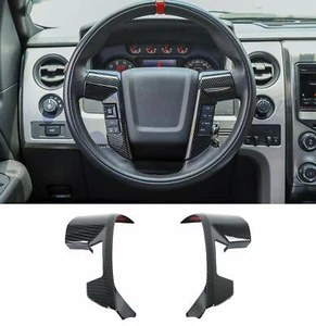 For Ford F150 Raptor Steering Wheel Moulding Cover Bezels 2009-2014 Carbon Fiber - Picture 1 of 7
