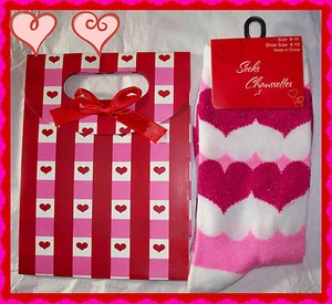 NUOVE CALZE DONNA I LOVE YOU ROSSO ROSA BIANCO CUORE CON SACCHETTO REGALO VACANZA DOLCE LUV - Foto 1 di 3